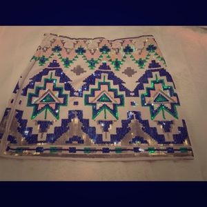 Sequined Aztec mini skirt